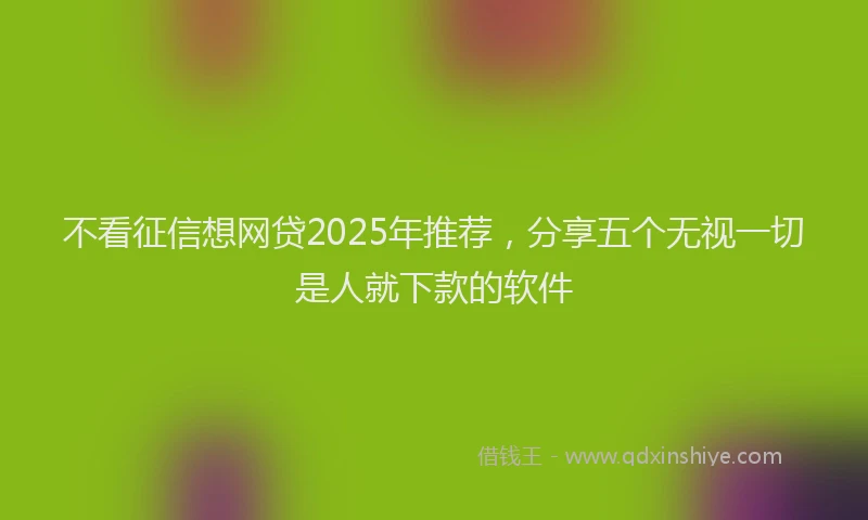 不看征信想网贷2025年推荐，分享五个无视一切是人就下款的软件