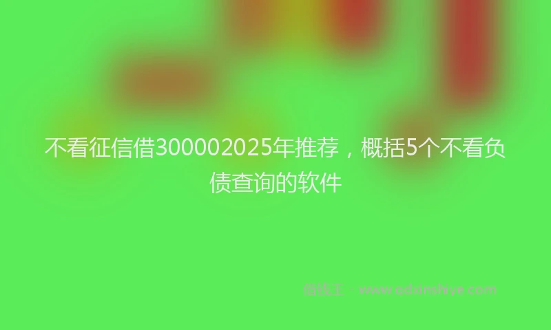 不看征信借300002025年推荐，概括5个不看负债查询的软件