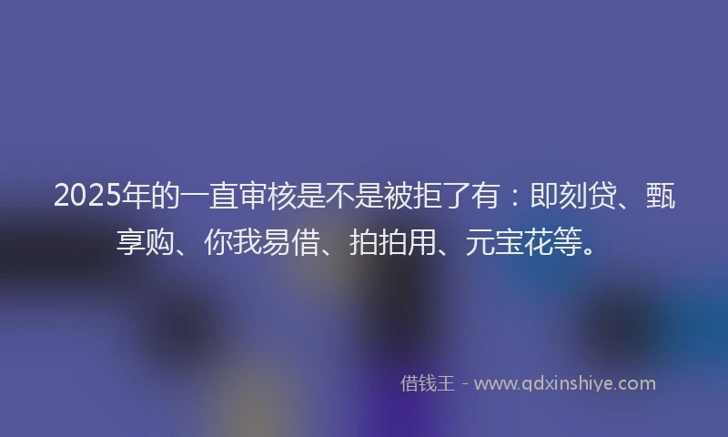 2025年的一直审核是不是被拒了有：即刻贷、甄享购、你我易借、拍拍用、元宝花等。