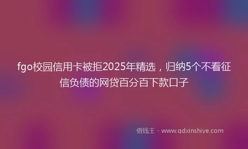 fgo校园信用卡被拒2025年精选，归纳5个不看征信负债的网贷百分百下款口子