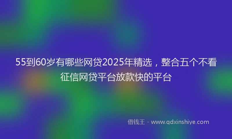 55到60岁有哪些网贷2025年精选，整合五个不看征信网贷平台放款快的平台