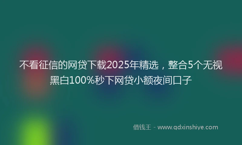 不看征信的网贷下载2025年精选，整合5个无视黑白100%秒下网贷小额夜间口子