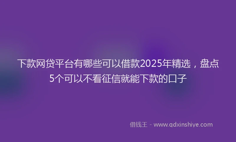 下款网贷平台有哪些可以借款2025年精选，盘点5个可以不看征信就能下款的口子