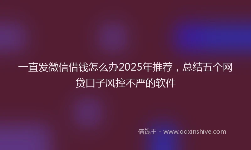 一直发微信借钱怎么办2025年推荐，总结五个网贷口子风控不严的软件