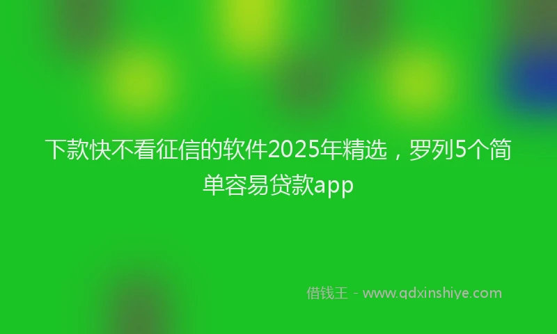 下款快不看征信的软件2025年精选，罗列5个简单容易贷款app
