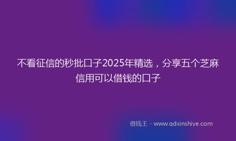 不看征信的秒批口子2025年精选，分享五个芝麻信用可以借钱的口子