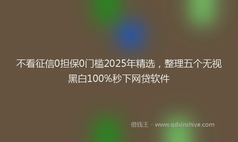 不看征信0担保0门槛2025年精选，整理五个无视黑白100%秒下网贷软件