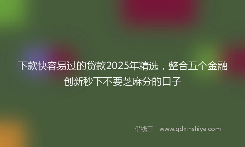 下款快容易过的贷款2025年精选，整合五个金融创新秒下不要芝麻分的口子