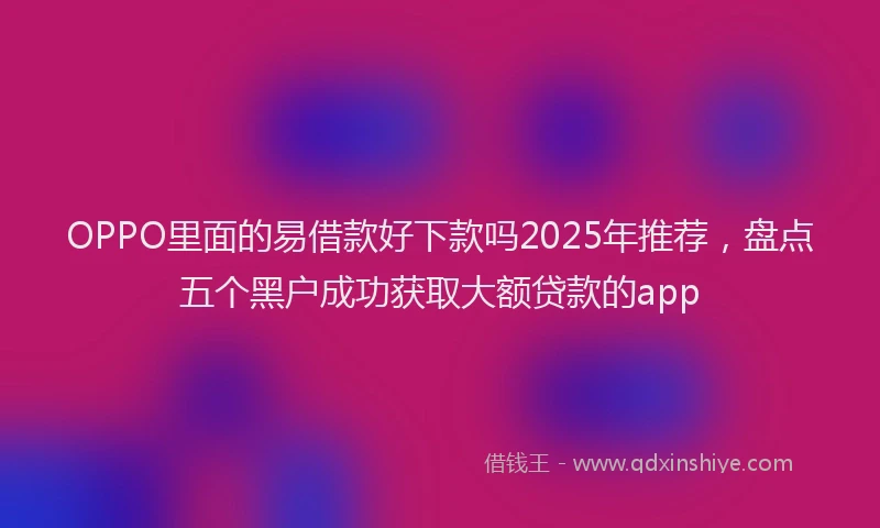 OPPO里面的易借款好下款吗2025年推荐，盘点五个黑户成功获取大额贷款的app