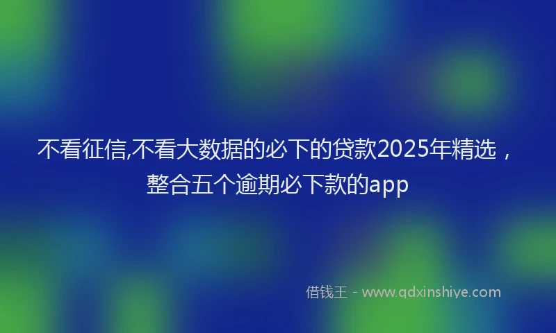 不看征信,不看大数据的必下的贷款2025年精选，整合五个逾期必下款的app