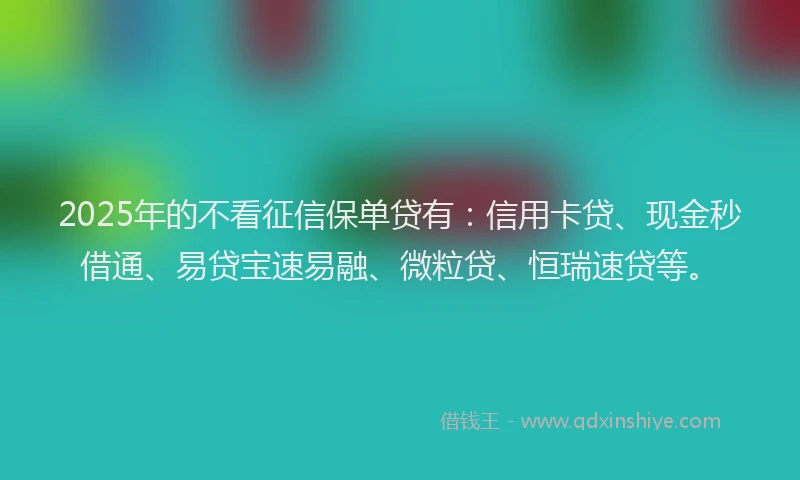 2025年的不看征信保单贷有：信用卡贷、现金秒借通、易贷宝速易融、微粒贷、恒瑞速贷等。