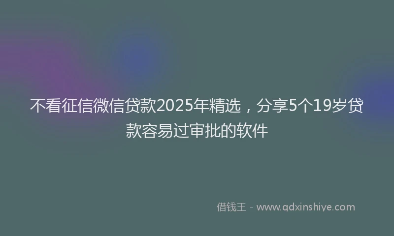 不看征信微信贷款2025年精选，分享5个19岁贷款容易过审批的软件