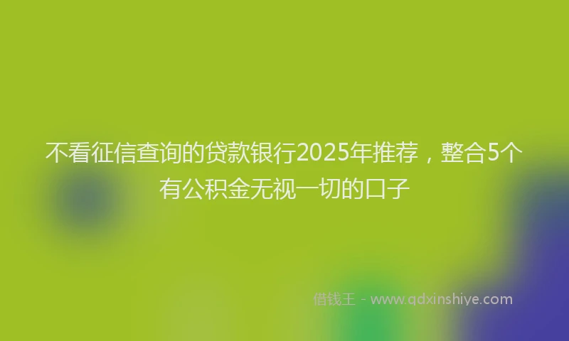 不看征信查询的贷款银行2025年推荐，整合5个有公积金无视一切的口子