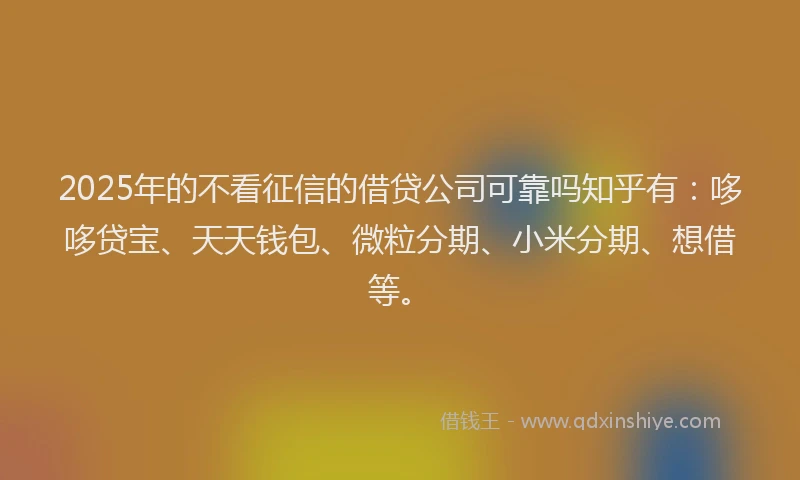 2025年的不看征信的借贷公司可靠吗知乎有：哆哆贷宝、天天钱包、微粒分期、小米分期、想借等。