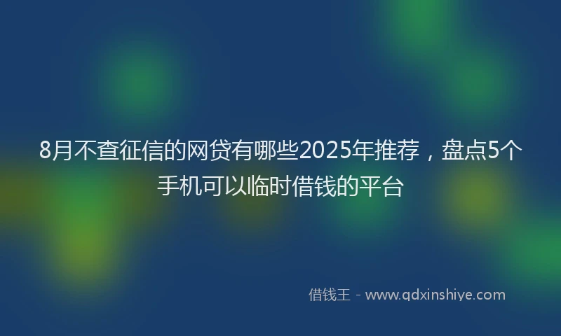 8月不查征信的网贷有哪些2025年推荐，盘点5个手机可以临时借钱的平台