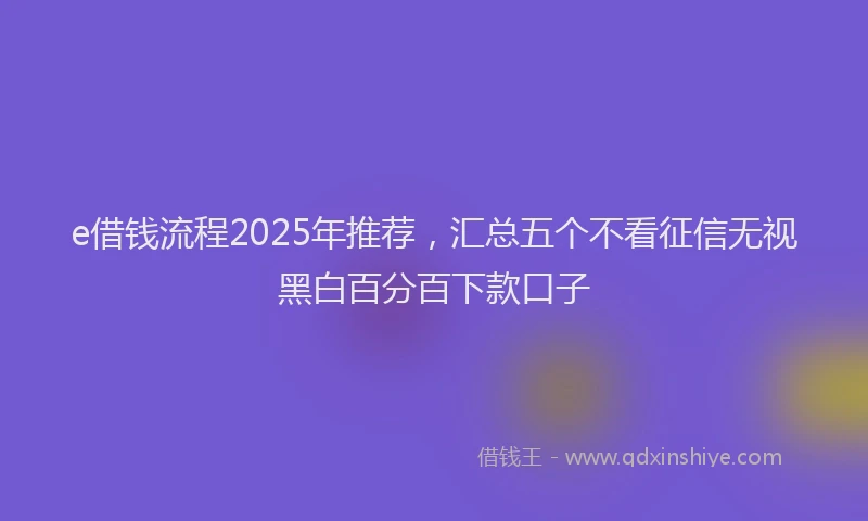 e借钱流程2025年推荐，汇总五个不看征信无视黑白百分百下款口子