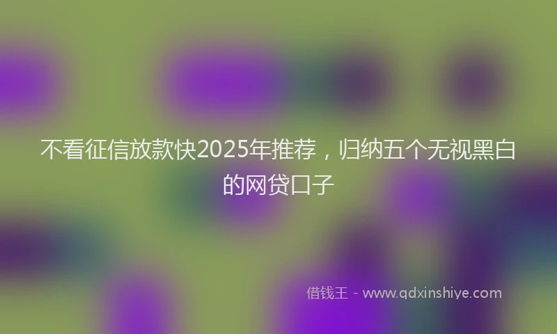 不看征信放款快2025年推荐，归纳五个无视黑白的网贷口子