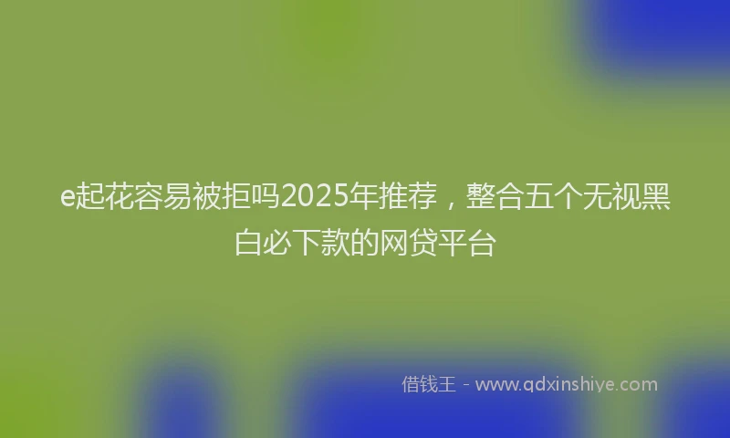 e起花容易被拒吗2025年推荐，整合五个无视黑白必下款的网贷平台