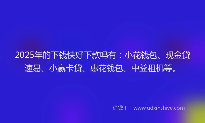 2025年的下钱快好下款吗有：小花钱包、现金贷速易、小赢卡贷、惠花钱包、中益租机等。