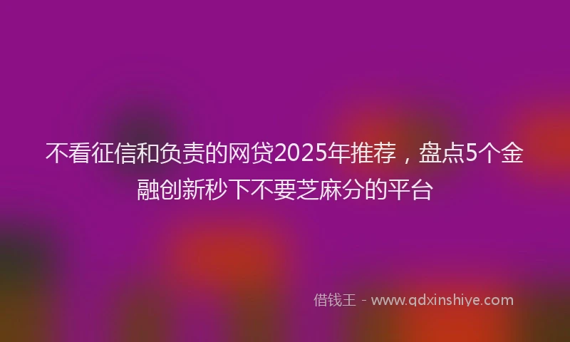 不看征信和负责的网贷2025年推荐，盘点5个金融创新秒下不要芝麻分的平台