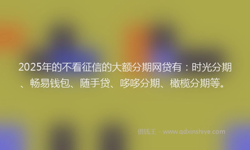 2025年的不看征信的大额分期网贷有：时光分期、畅易钱包、随手贷、哆哆分期、橄榄分期等。