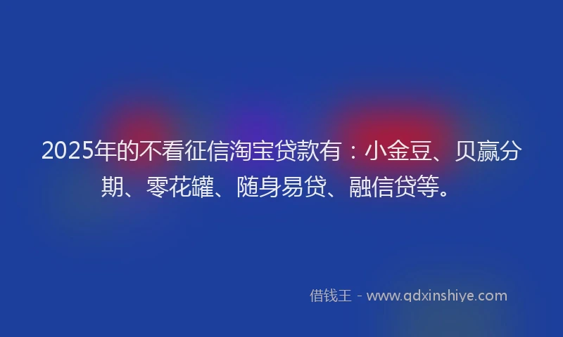 2025年的不看征信淘宝贷款有：小金豆、贝赢分期、零花罐、随身易贷、融信贷等。