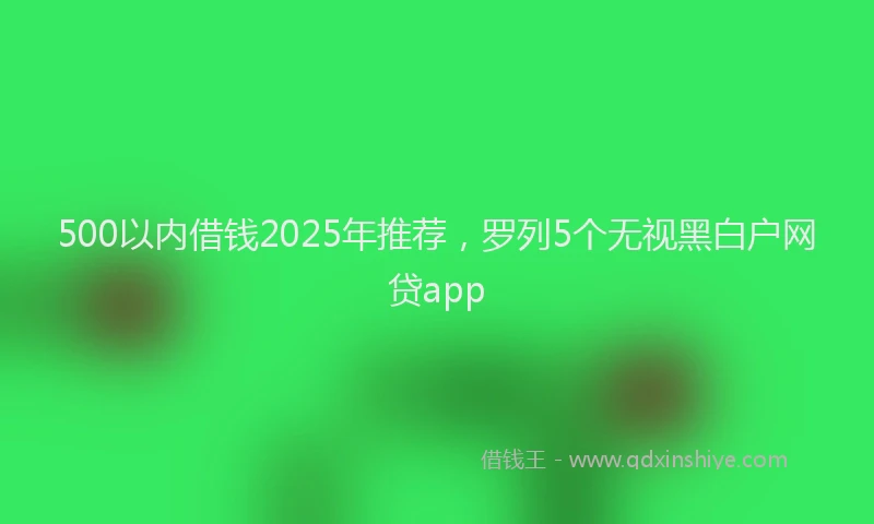 500以内借钱2025年推荐，罗列5个无视黑白户网贷app