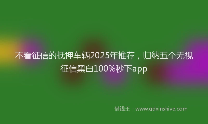 不看征信的抵押车辆2025年推荐，归纳五个无视征信黑白100%秒下app