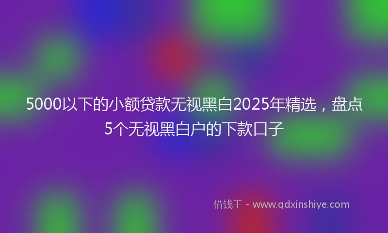 5000以下的小额贷款无视黑白2025年精选，盘点5个无视黑白户的下款口子