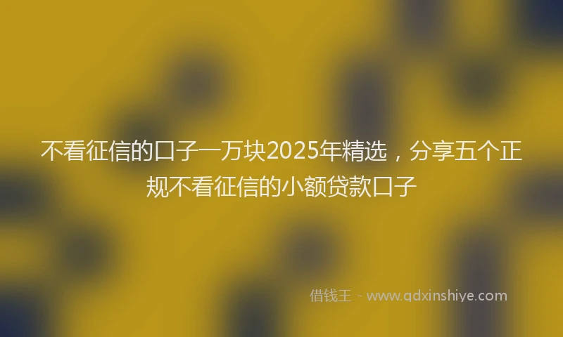 不看征信的口子一万块2025年精选，分享五个正规不看征信的小额贷款口子