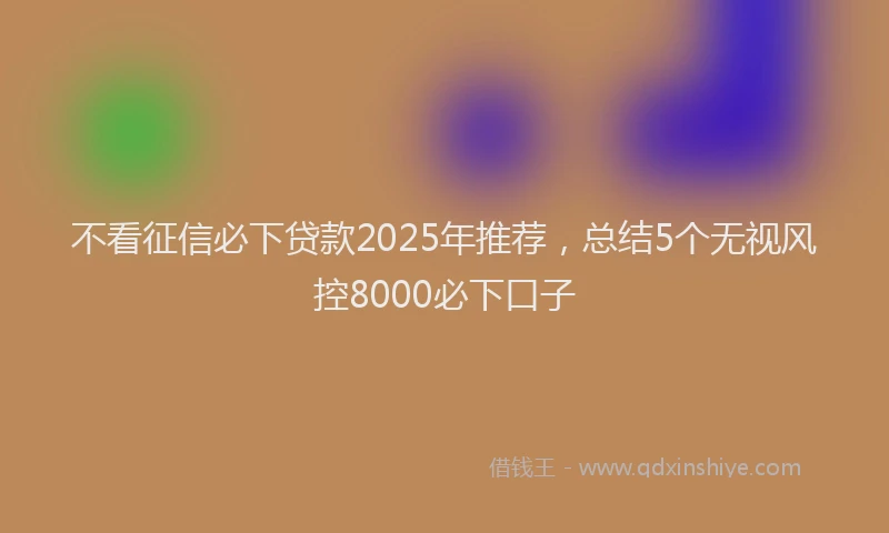不看征信必下贷款2025年推荐，总结5个无视风控8000必下口子