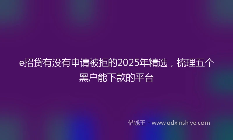 e招贷有没有申请被拒的2025年精选，梳理五个黑户能下款的平台