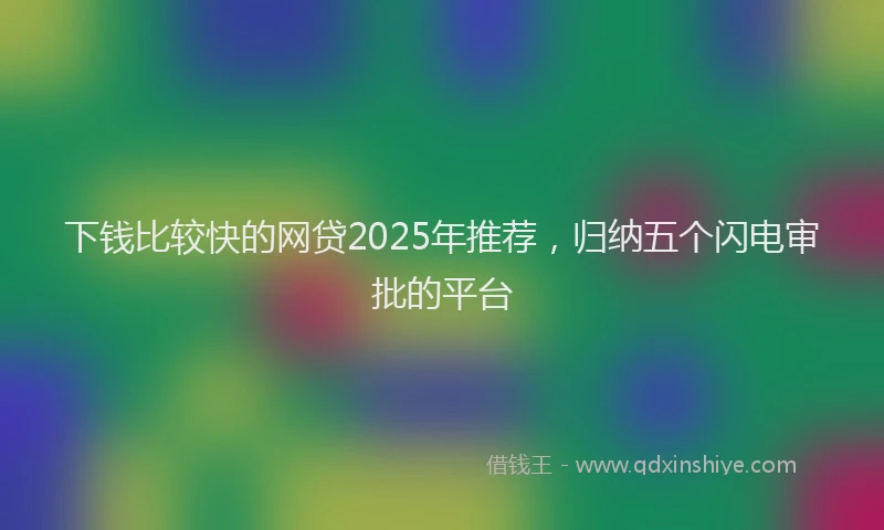 下钱比较快的网贷2025年推荐，归纳五个闪电审批的平台