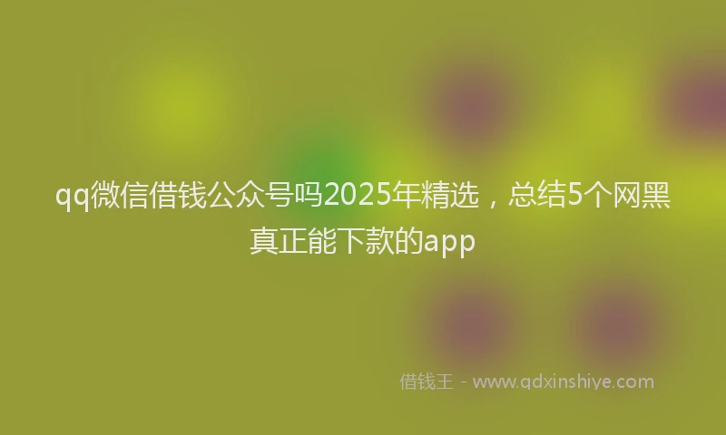 qq微信借钱公众号吗2025年精选，总结5个网黑真正能下款的app