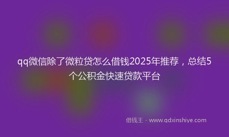 qq微信除了微粒贷怎么借钱2025年推荐，总结5个公积金快速贷款平台