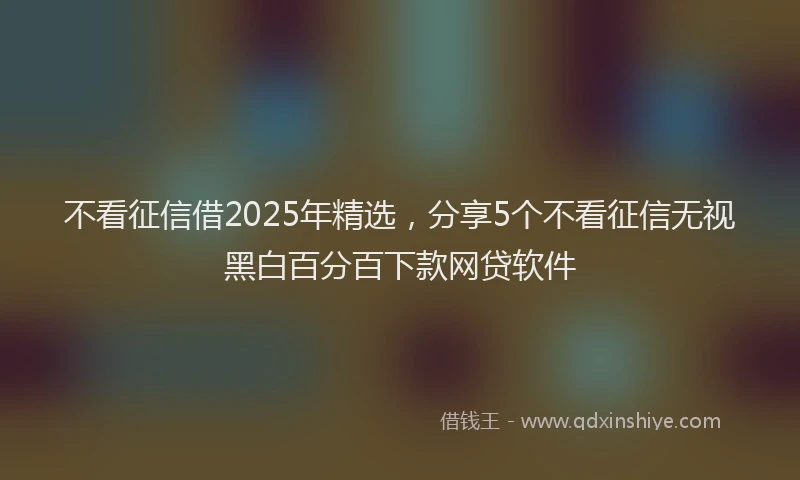 不看征信借2025年精选，分享5个不看征信无视黑白百分百下款网贷软件