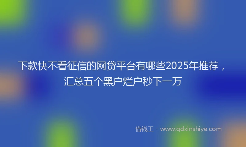 下款快不看征信的网贷平台有哪些2025年推荐，汇总五个黑户烂户秒下一万