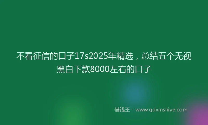 不看征信的口子17s2025年精选，总结五个无视黑白下款8000左右的口子