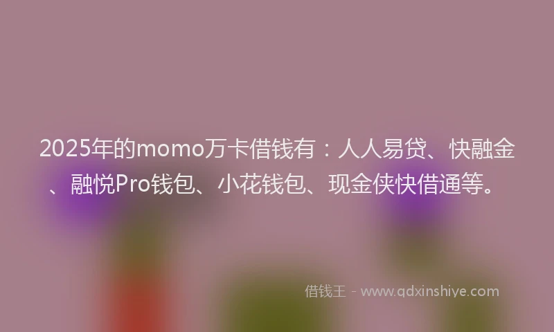 2025年的momo万卡借钱有：人人易贷、快融金、融悦Pro钱包、小花钱包、现金侠快借通等。