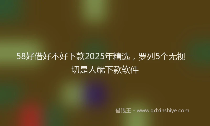 58好借好不好下款2025年精选，罗列5个无视一切是人就下款软件