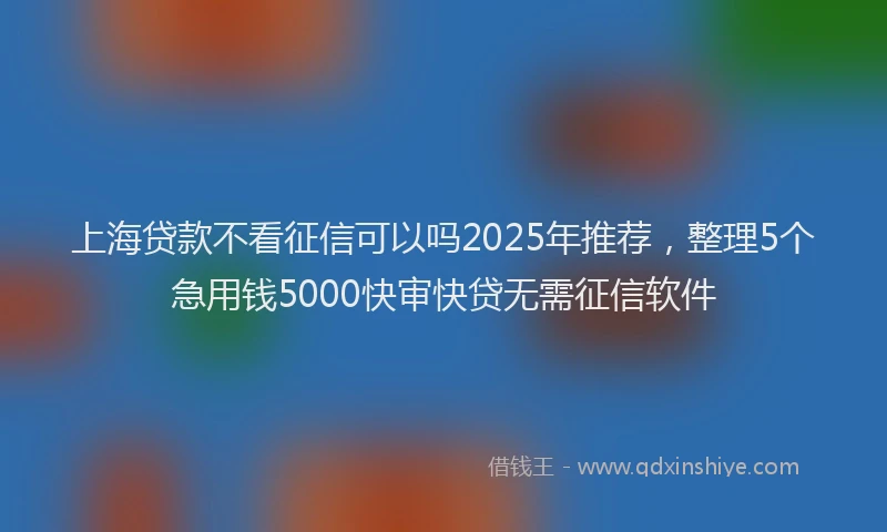 上海贷款不看征信可以吗2025年推荐，整理5个急用钱5000快审快贷无需征信软件