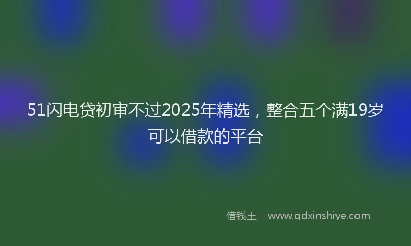 51闪电贷初审不过2025年精选，整合五个满19岁可以借款的平台
