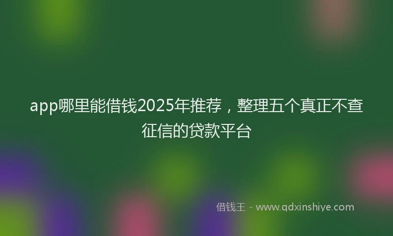 app哪里能借钱2025年推荐，整理五个真正不查征信的贷款平台