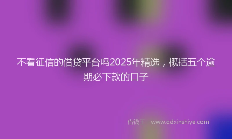 不看征信的借贷平台吗2025年精选，概括五个逾期必下款的口子