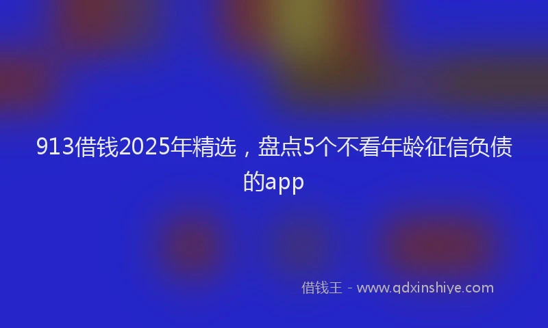 913借钱2025年精选，盘点5个不看年龄征信负债的app