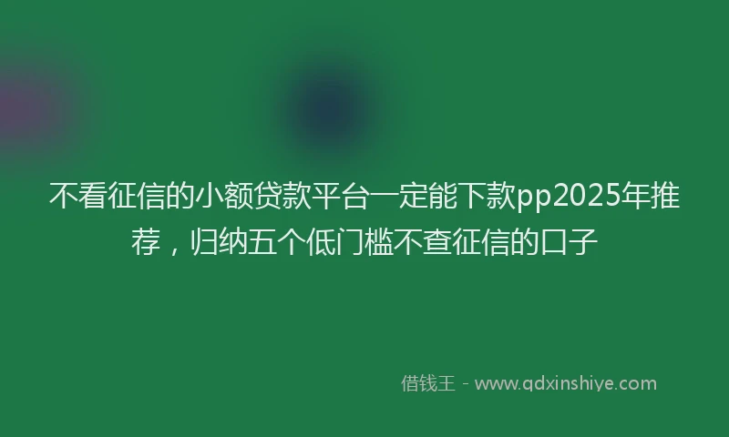 不看征信的小额贷款平台一定能下款pp2025年推荐，归纳五个低门槛不查征信的口子