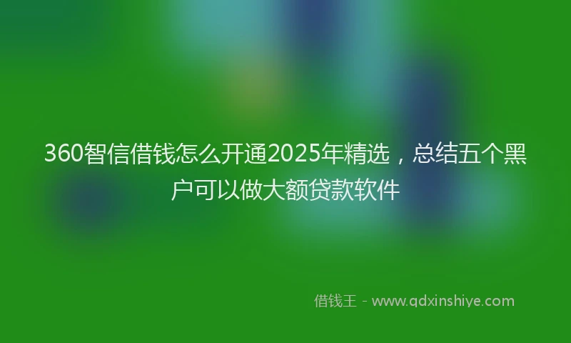 360智信借钱怎么开通2025年精选，总结五个黑户可以做大额贷款软件