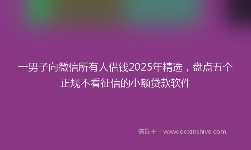 一男子向微信所有人借钱2025年精选，盘点五个正规不看征信的小额贷款软件