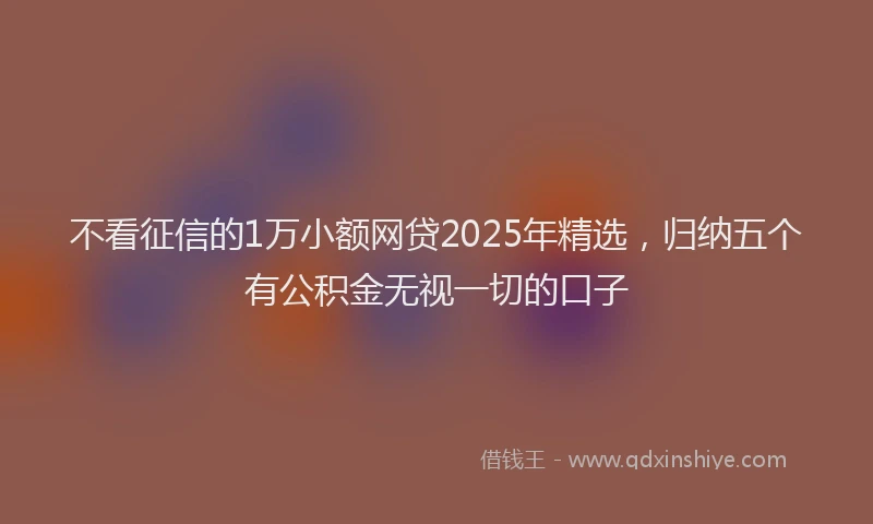 不看征信的1万小额网贷2025年精选，归纳五个有公积金无视一切的口子