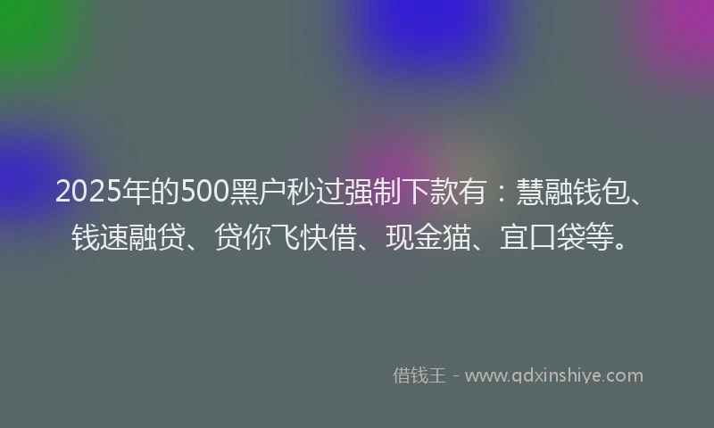 2025年的500黑户秒过强制下款有：慧融钱包、钱速融贷、贷你飞快借、现金猫、宜口袋等。